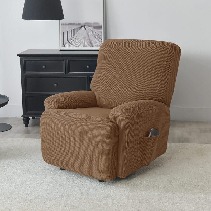 housse de fauteuil relax jacquard gris marron