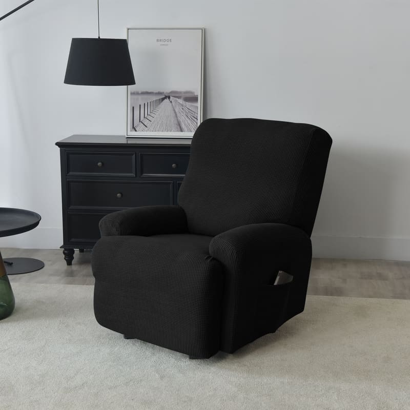 housse de fauteuil relax jacquard gris noir