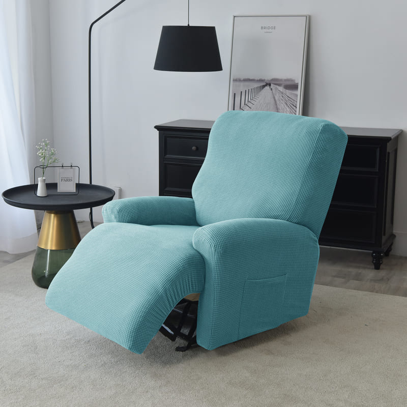 housse de fauteuil relax jacquard gris turquoise