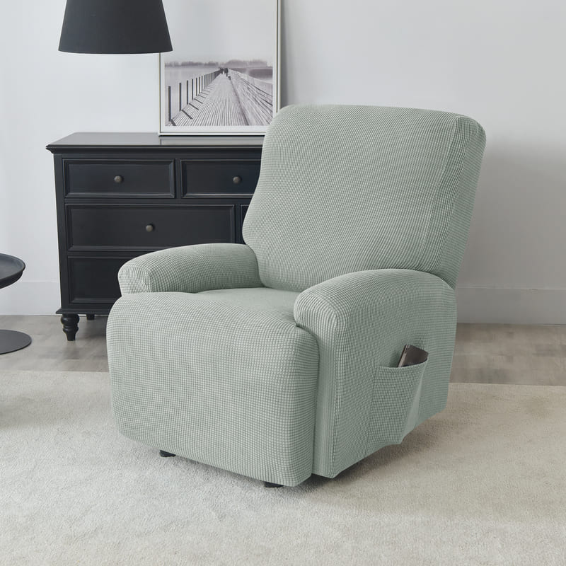 housse de fauteuil relax jacquard gris vert