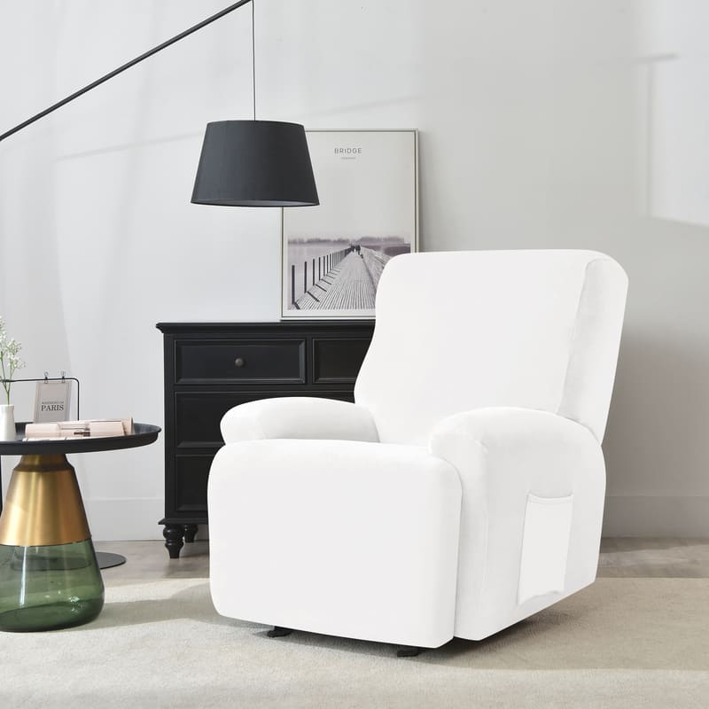 housse de fauteuil relax velours blanc