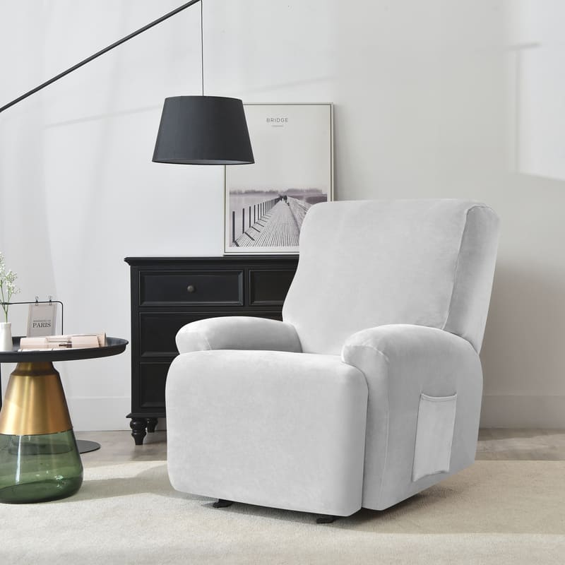 housse de fauteuil relax velours gris clair