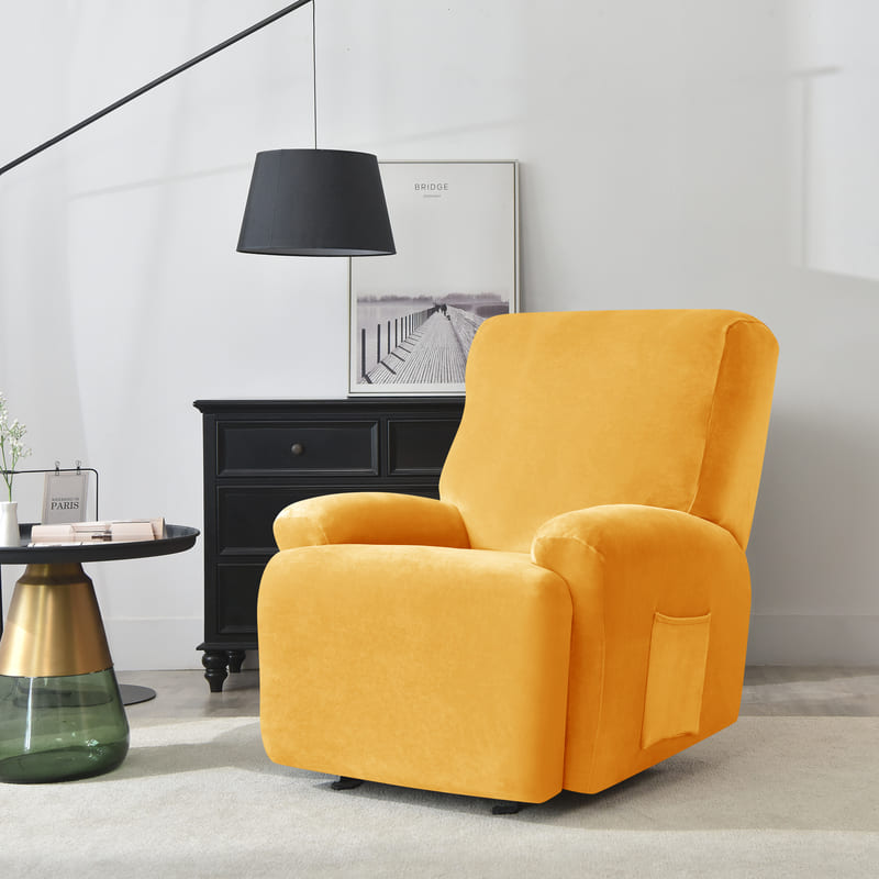 housse de fauteuil relax velours jaune