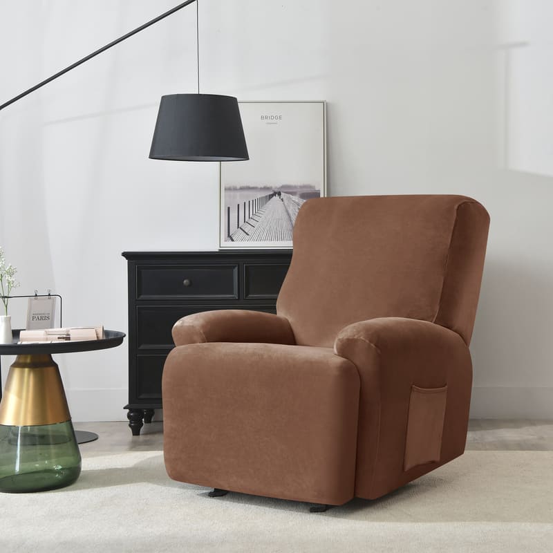 housse de fauteuil relax velours marron