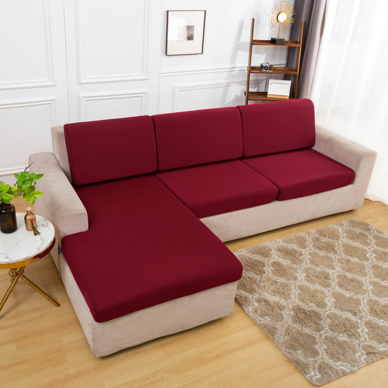 housse extensible bordeaux pour coussin assise canapé