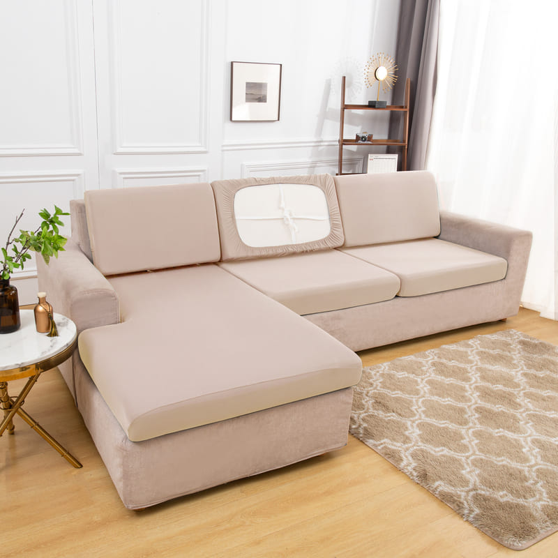 housse extensible écru pour coussin assise canapé