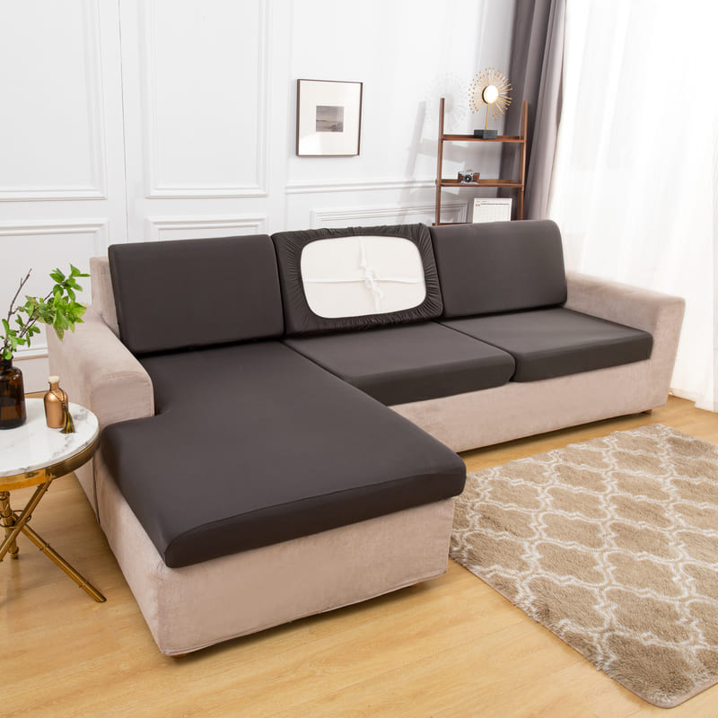housse extensible gris anthracite pour coussin assise canapé