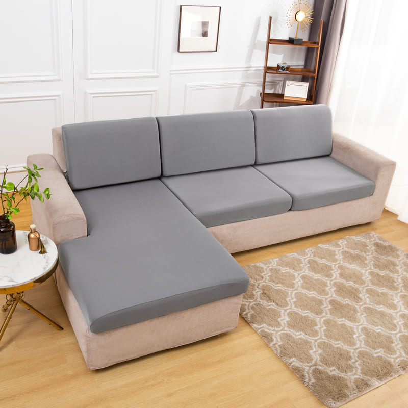 housse extensible gris clair pour coussin assise canapé