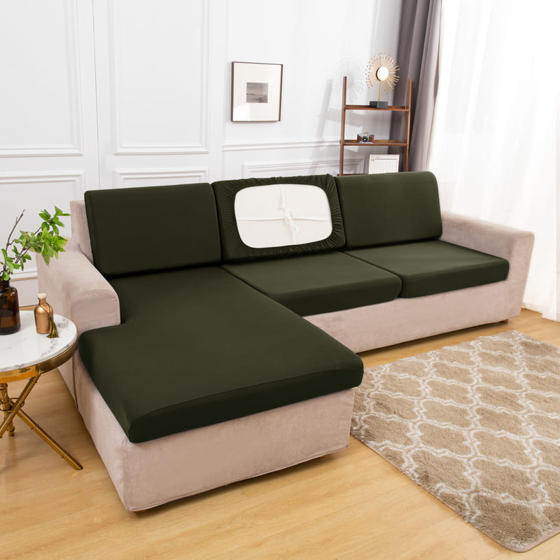 housse extensible kaki pour coussin assise canapé