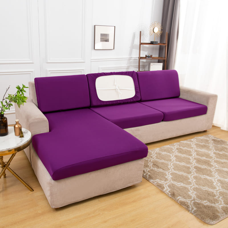 housse extensible magenta pour coussin assise canapé