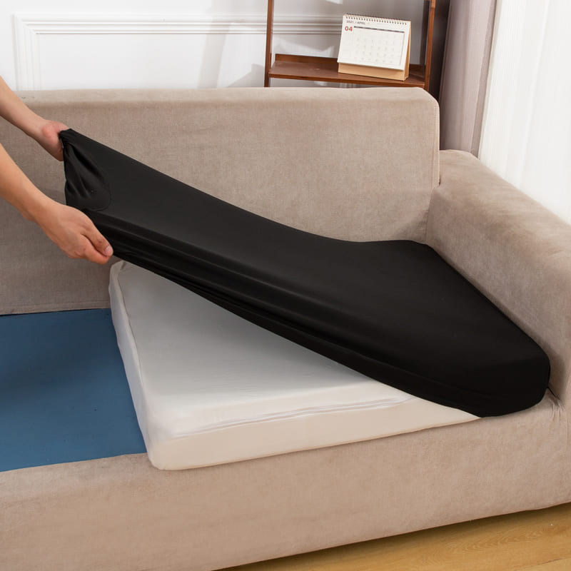 housse extensible noire pour coussin assise canapé