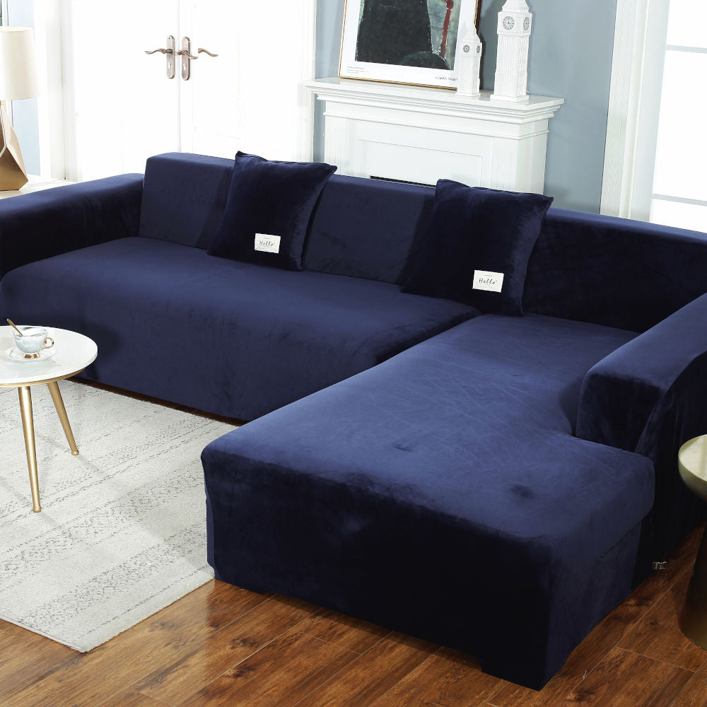 Housse extensible pour Canapé d'Angle Bleu marine velours