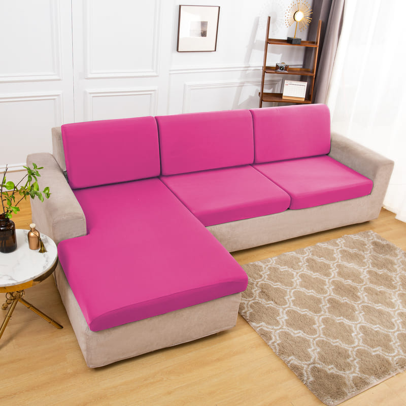 housse extensible rose pour coussin assise canapé