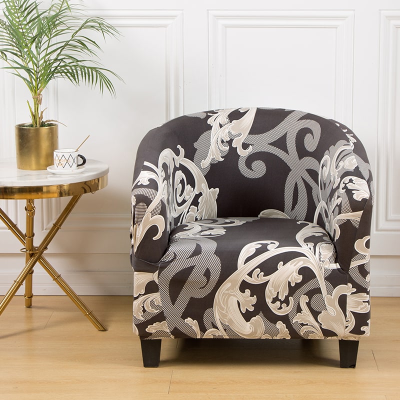 Housse de fauteuil cabriolet baroque gris et noir