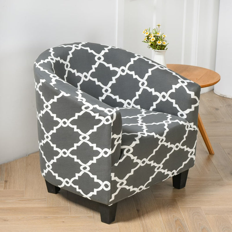 Housse Fauteuil Club Extensible Géométrique - Protection 1 Place Amovible Et Élastique