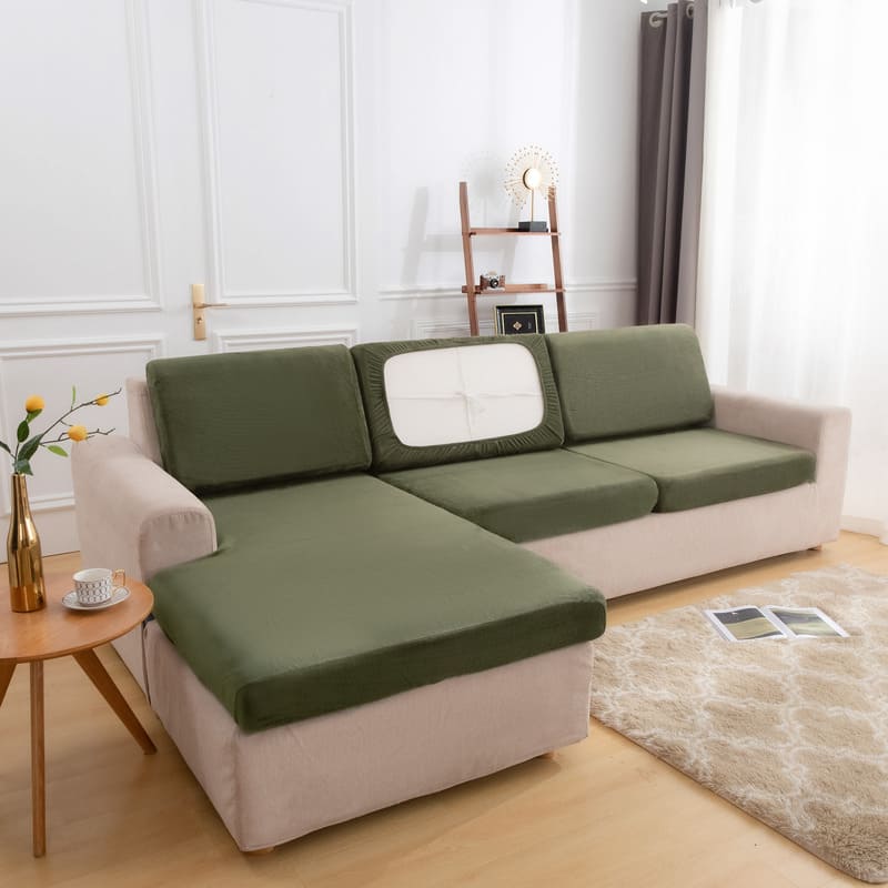 housse pour coussin assise canape chaud tissu kaki