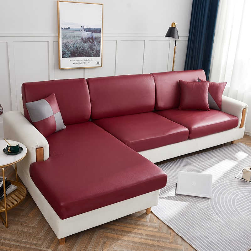 Housse pour coussin d&#39;assise de canapé cuir pu rouge