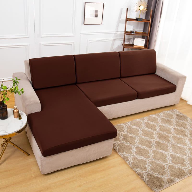 housse pour coussin assise canapé extensible tissu brun