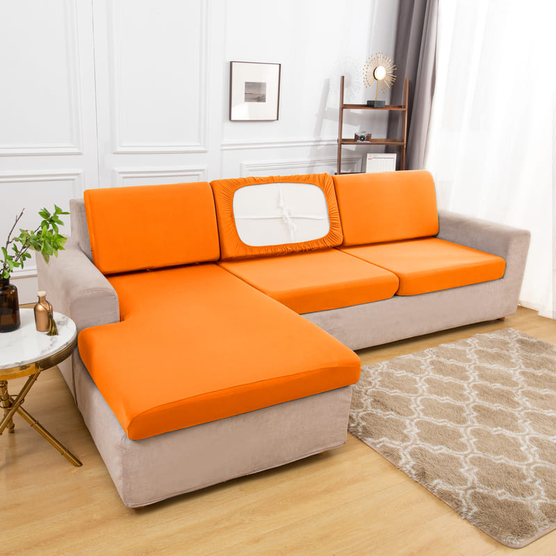 housse pour coussin assise canapé extensible tissu clémentine