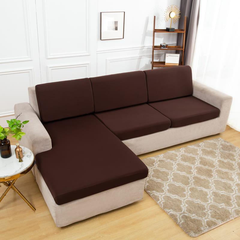 housse pour coussin assise canapé extensible tissu marron