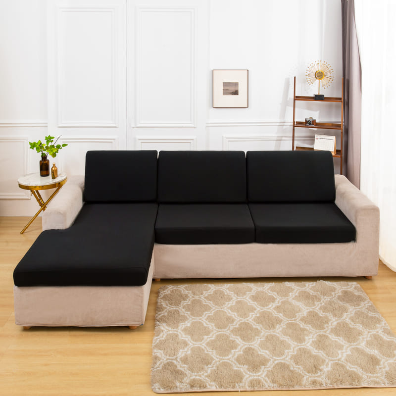 housse pour coussin assise canapé extensible tissu noir