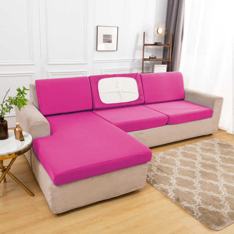 housse pour coussin assise canapé extensible tissu rose