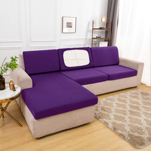 miniature couture housse extensible violet pour coussin assise canapé