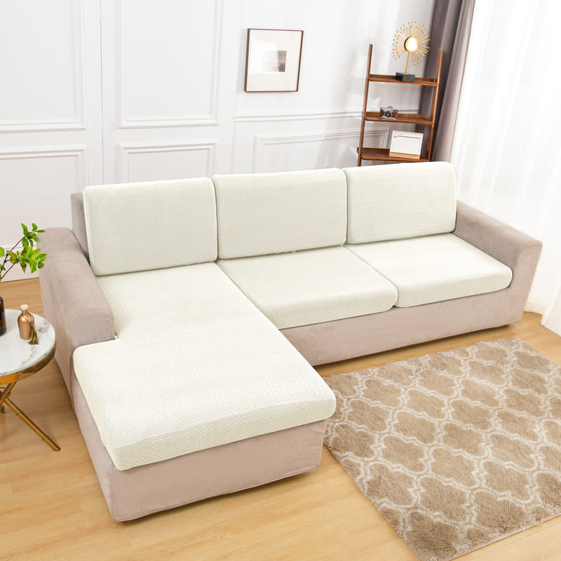 housse pour coussin assise canape jacquard tissu blanc