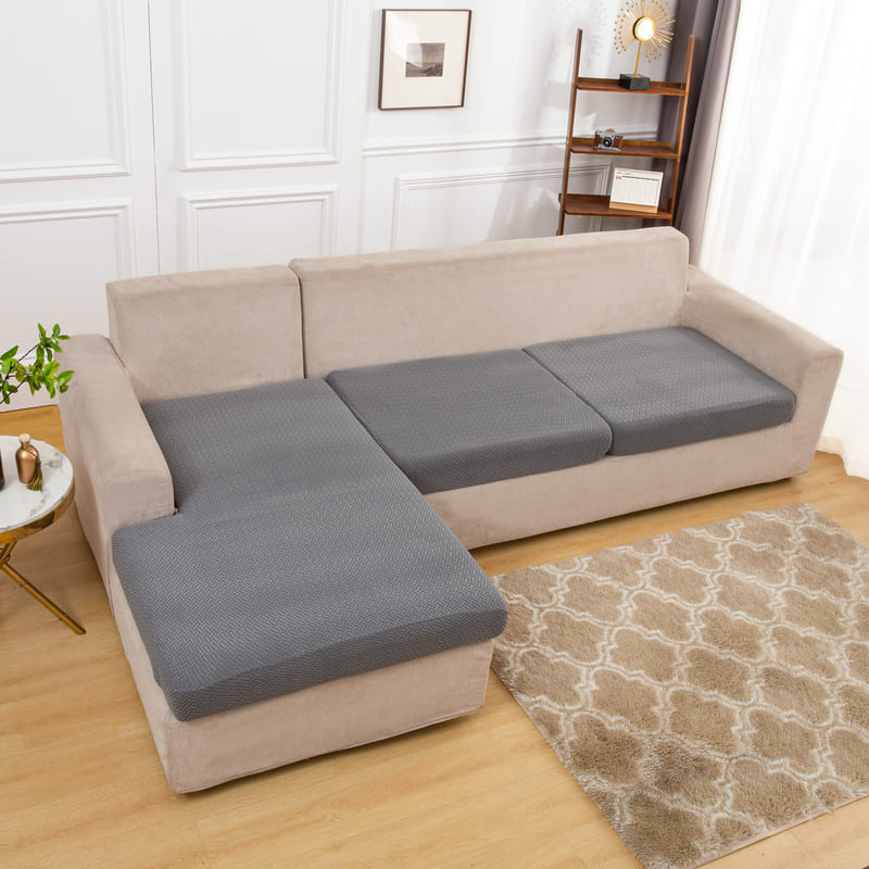 housse pour coussin assise canape jacquard tissu grise