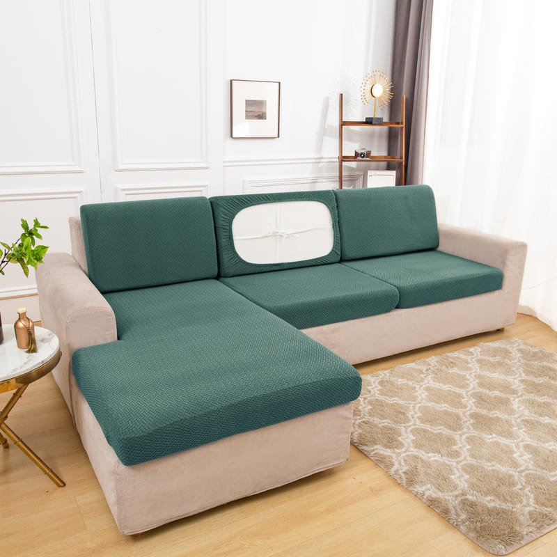 housse pour coussin assise canape jacquard tissu verte