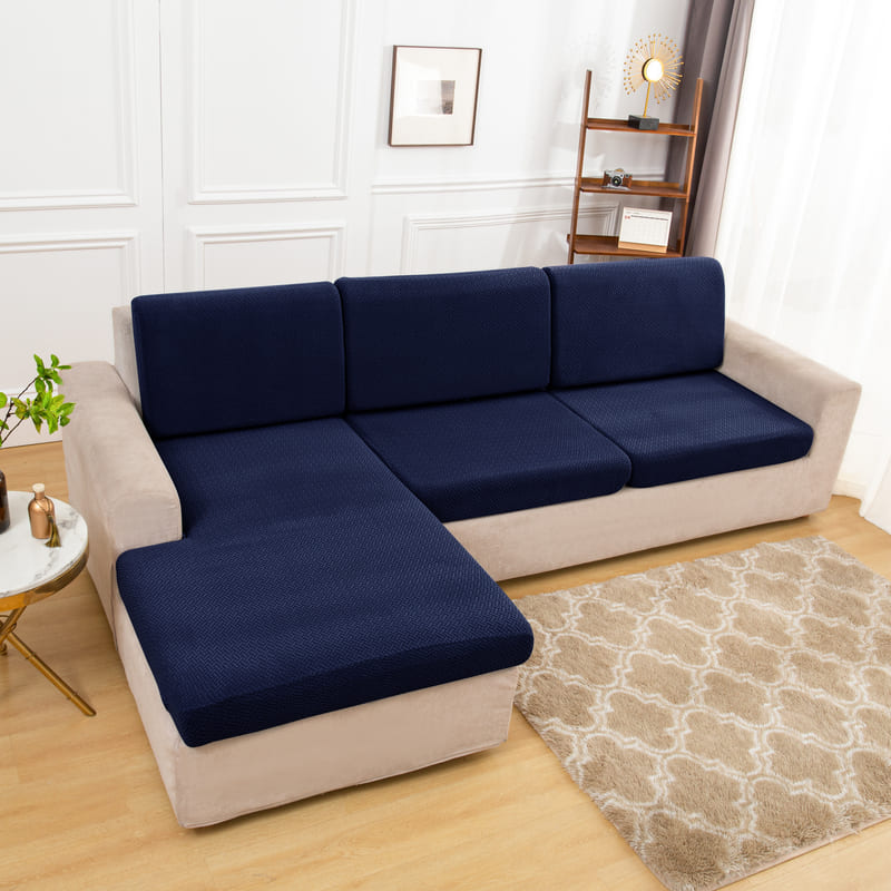 housse pour coussin assise canape microfibre bleu marine