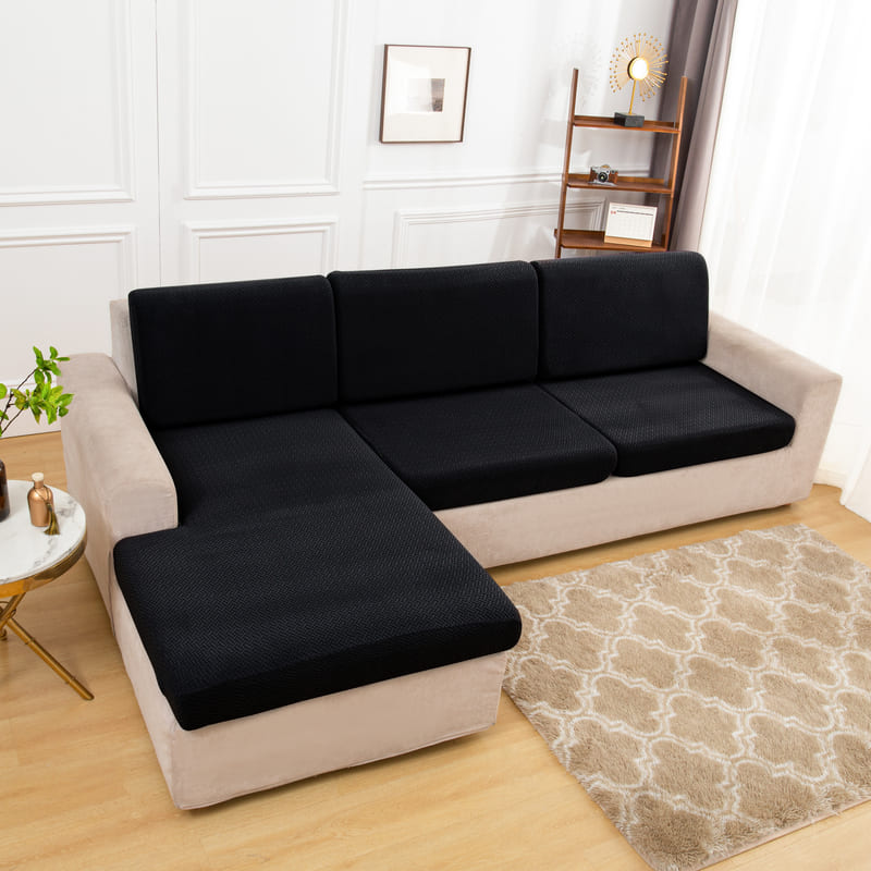 housse pour coussin assise canape microfibre noire