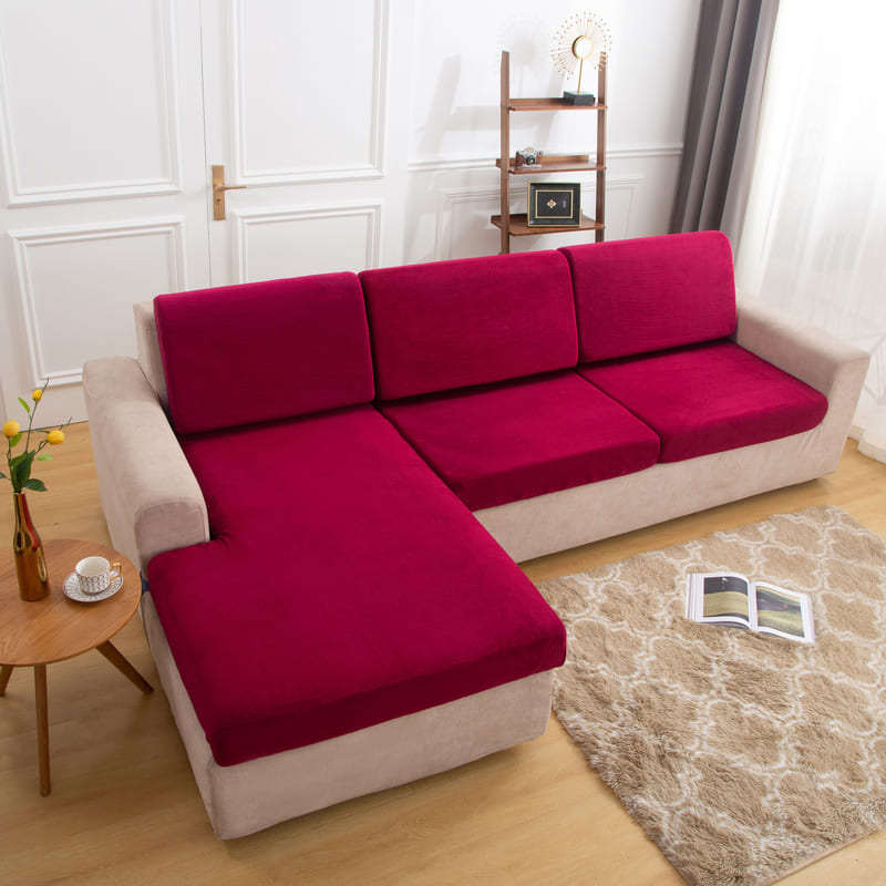 housse pour coussin assise canape peluche bordeaux