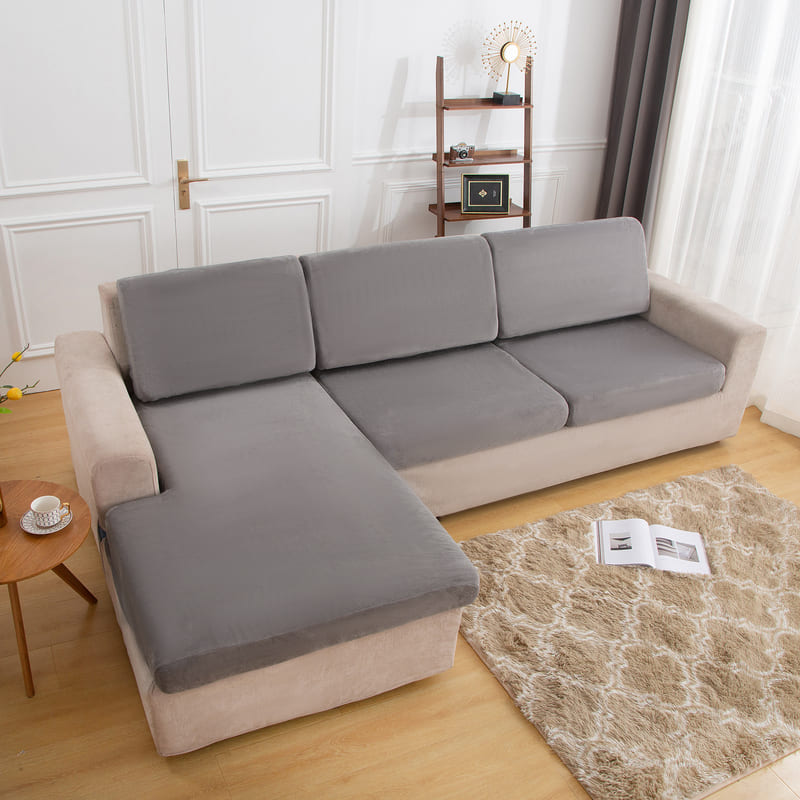 housse pour coussin assise canape peluche grise