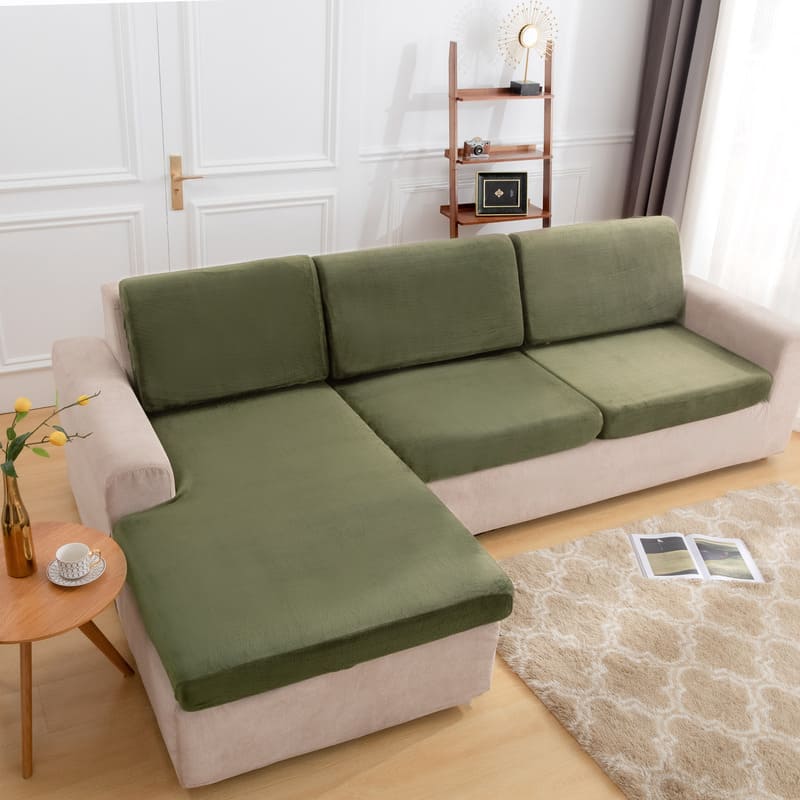 housse pour coussin assise canape peluche kaki