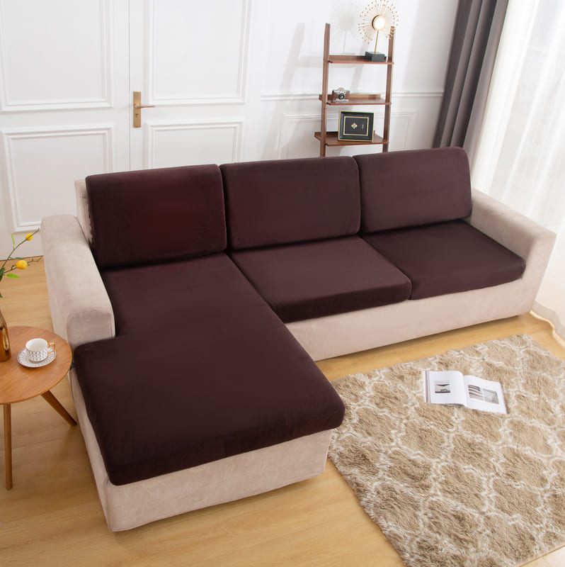 housse pour coussin assise canape peluche marron