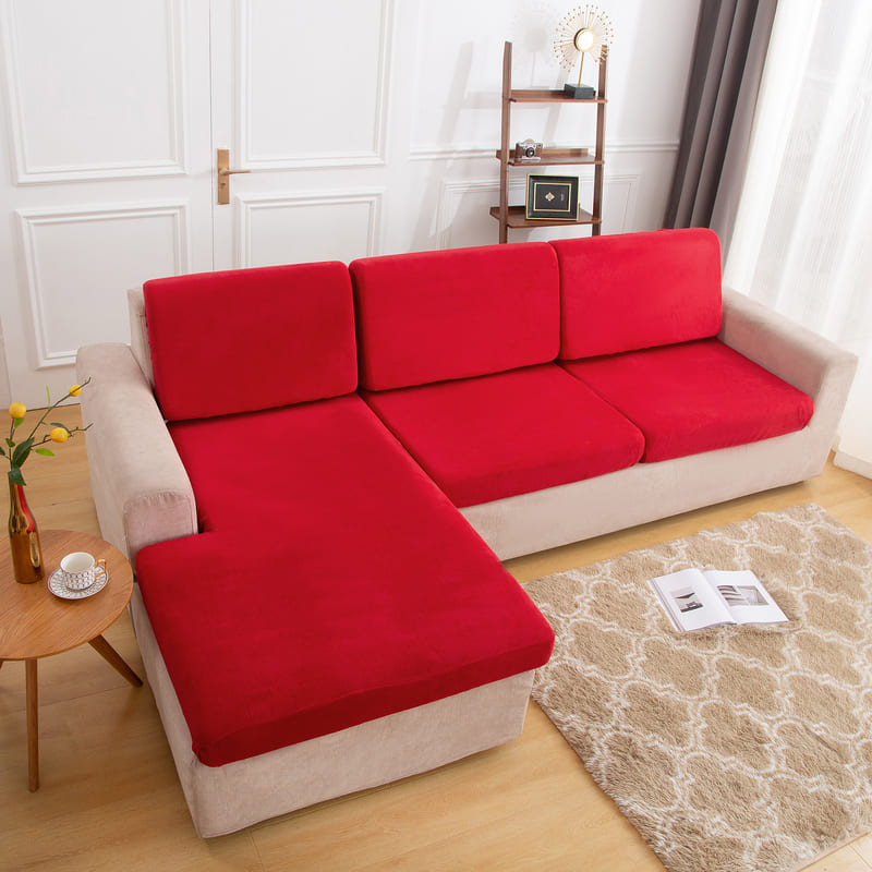 housse pour coussin assise canape peluche rouge