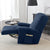 housse velours bleu marine sur un fauteuil relax déplié