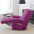 housse velours magenta sur un fauteuil relax déplié