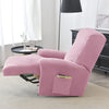 housse velours rose sur un fauteuil relax déplié