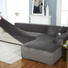 installation housse de canapé d&#39;angle velours gris