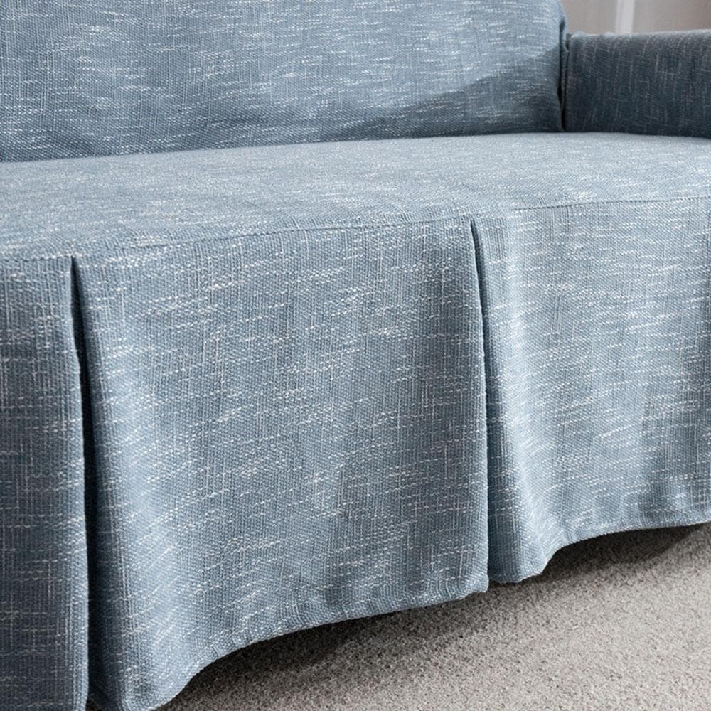 matière housse de canapé en lin bleu