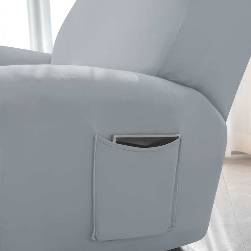 poche latérale housse de fauteuil relax gris clair