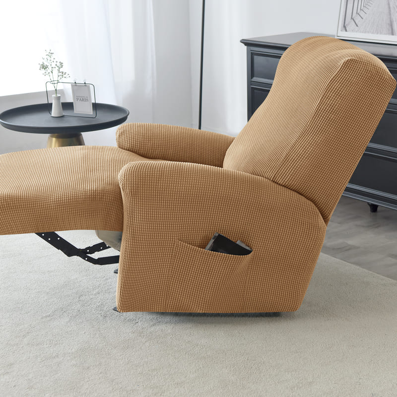 poche latérale housse de fauteuil relax jacquard brun