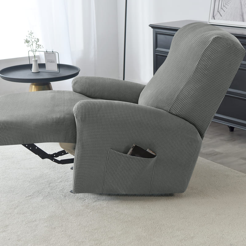 poche latérale housse de fauteuil relax jacquard gris