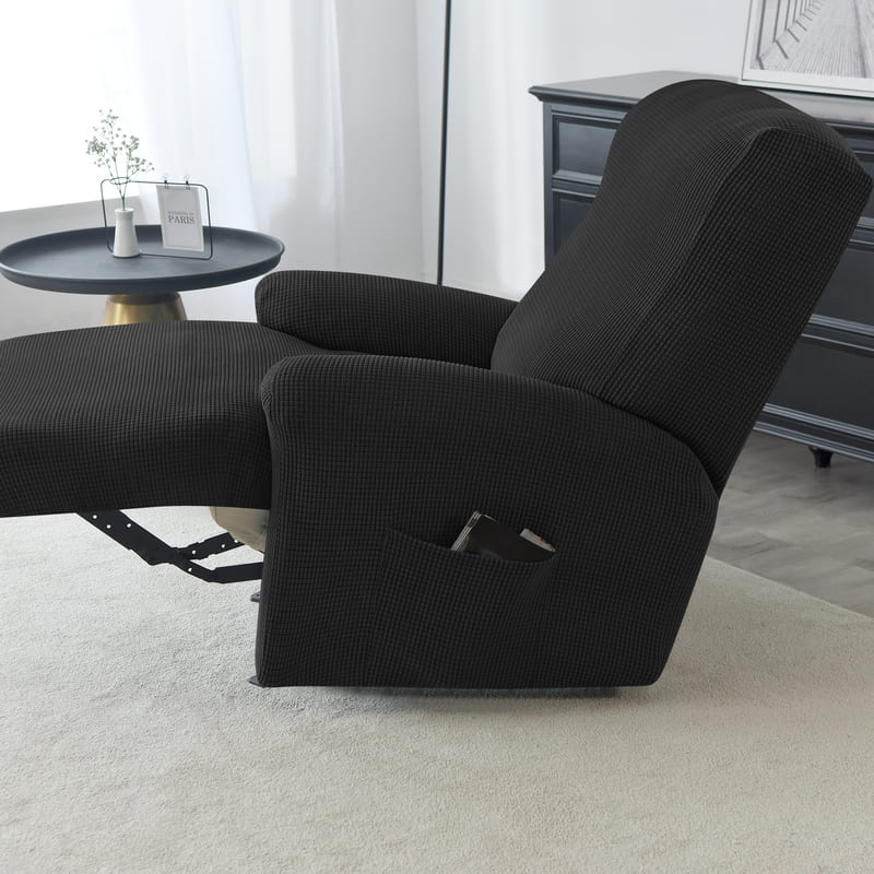 poche latérale housse de fauteuil relax jacquard noir