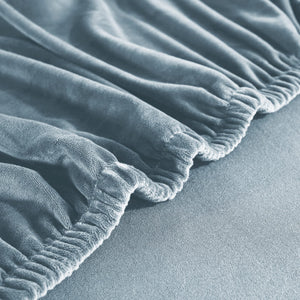miniature vue rapprochée du tissu de la housse de canapé d&#39;angle velours bleu gris