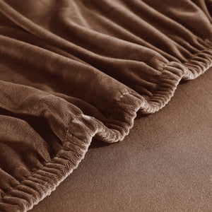 miniature vue rapprochée du tissu de la housse de canapé d&#39;angle velours brun