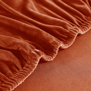 miniature vue rapprochée du tissu de la housse de canapé d&#39;angle velours citrouille