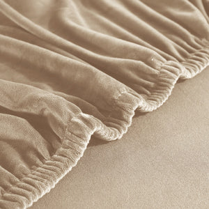miniature vue rapprochée du tissu de la housse de canapé d&#39;angle velours grège